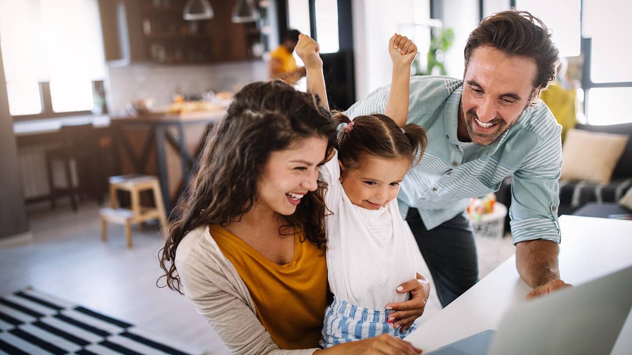 Family reviewing home improvement financing options at home