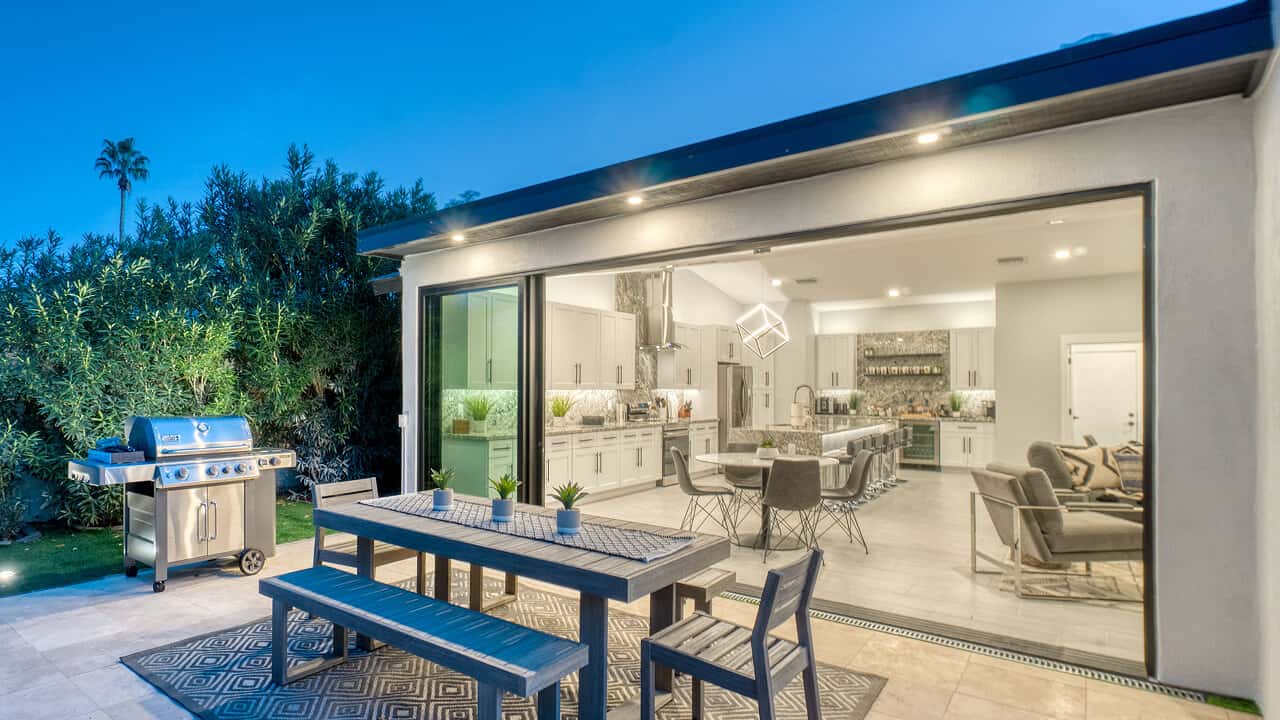 Sliding glass door on a residential home