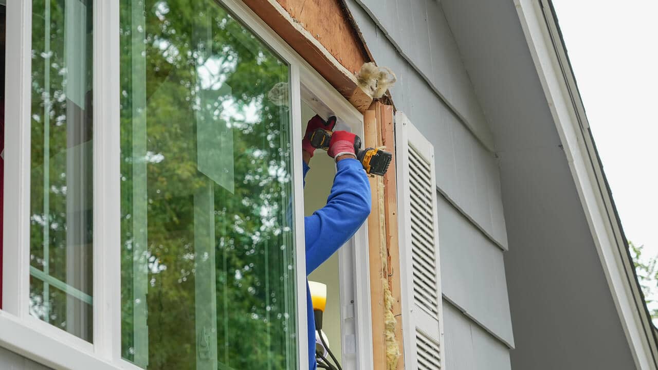 A replacement window being installed